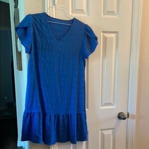 Vibrant Blue V-Neck Summer Dress L